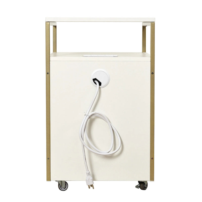 Compact Rolling File Cabinet with Lock, USB Port & Power Outlet