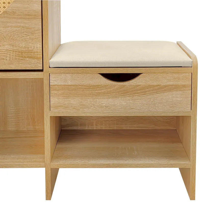 47.2" rotan schoenenkast met 2 klepladen en bank voor de hal