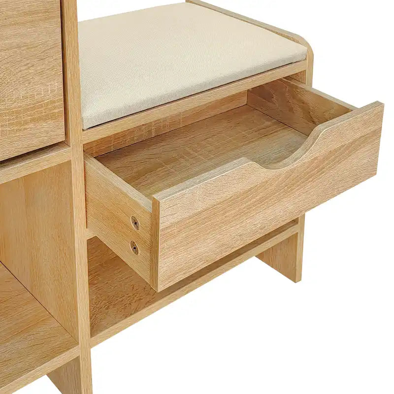 47.2" rotan schoenenkast met 2 klepladen en bank voor de hal