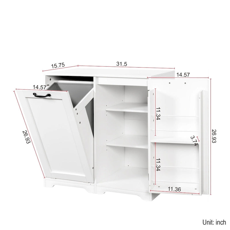 Freestanding Bathroom Cabinet with Tilt-Out Hamper and Adjustable Shelf