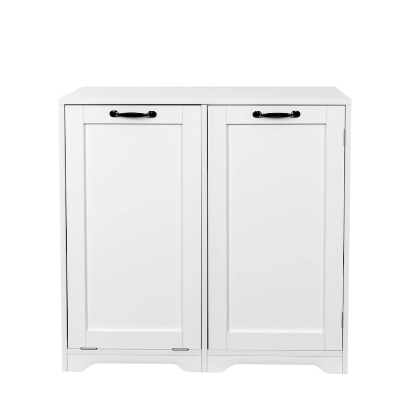 Freestanding Bathroom Cabinet with Tilt-Out Hamper and Adjustable Shelf