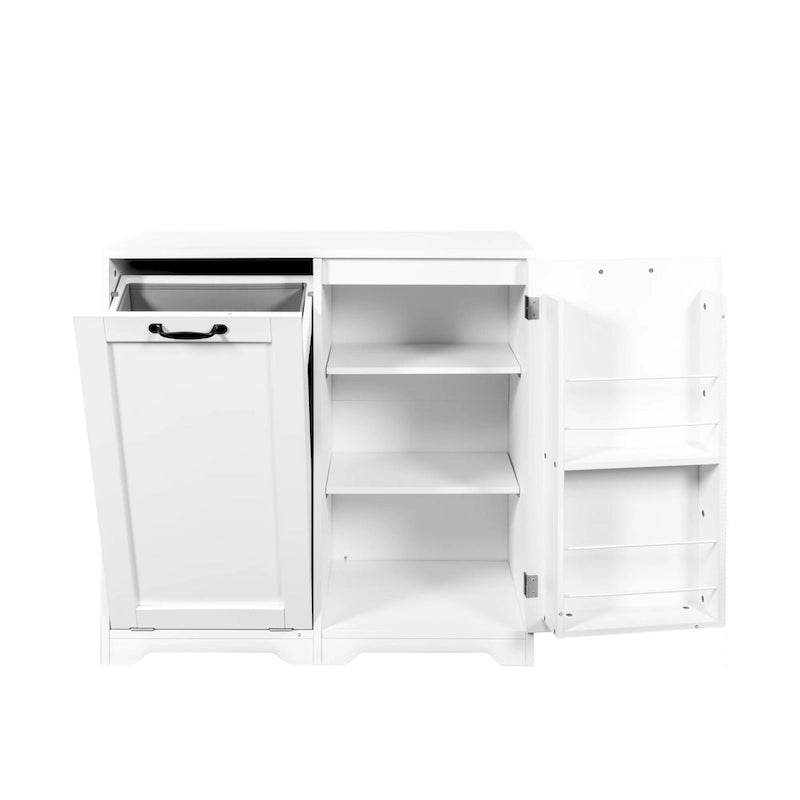 Freestanding Bathroom Cabinet with Tilt-Out Hamper and Adjustable Shelf