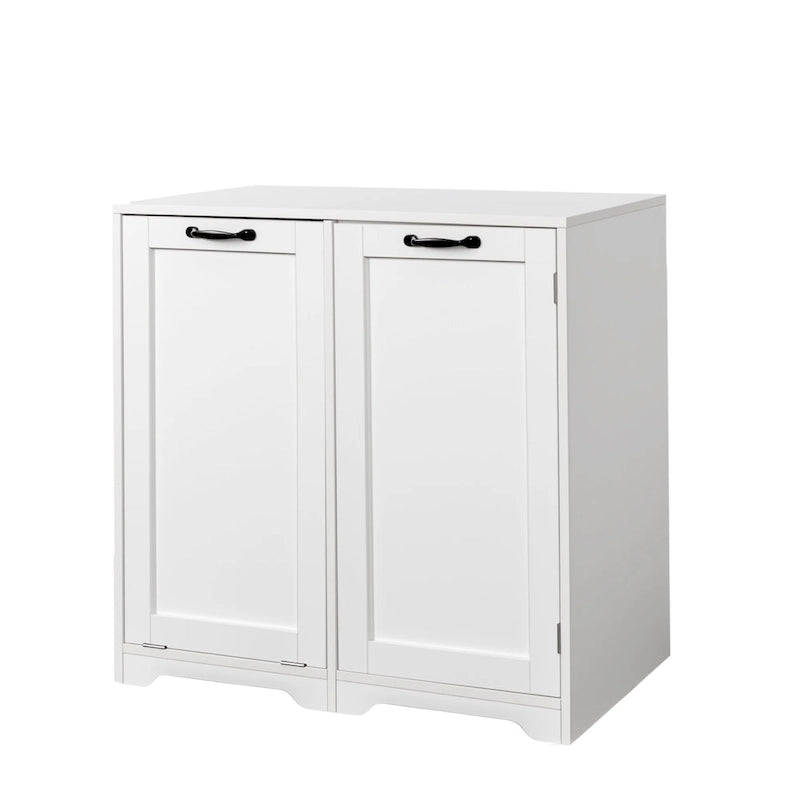 Freestanding Bathroom Cabinet with Tilt-Out Hamper and Adjustable Shelf