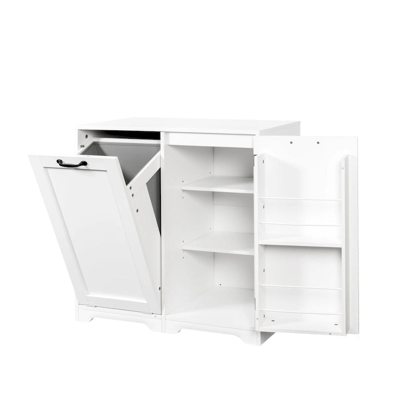 Freestanding Bathroom Cabinet with Tilt-Out Hamper and Adjustable Shelf