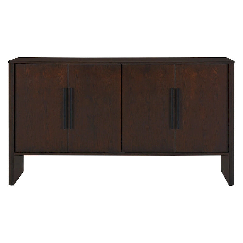 4-Door Wood Sideboard Buffet Cabinet with Adjustable Shelves & Long Handles