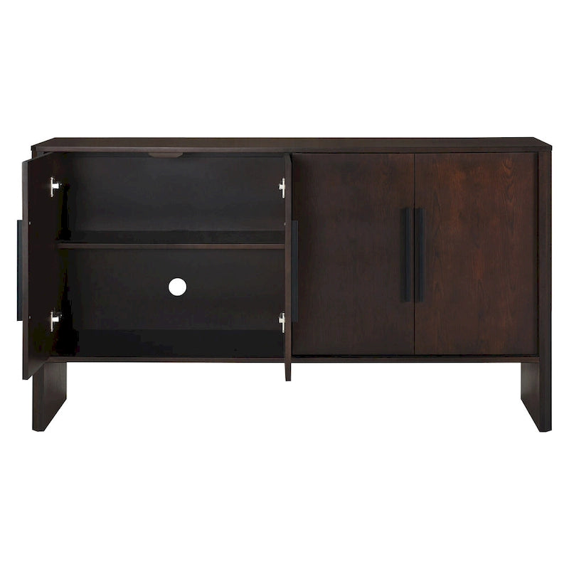4-Door Wood Sideboard Buffet Cabinet with Adjustable Shelves & Long Handles