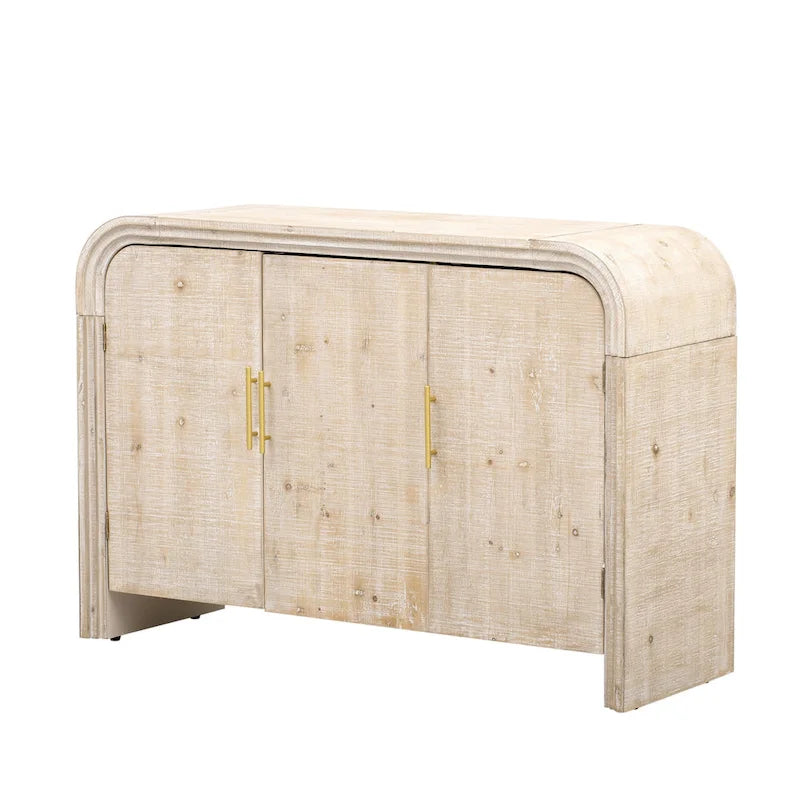 4-Door Curved Sideboard with Gold Handles and Adjustable Dividers