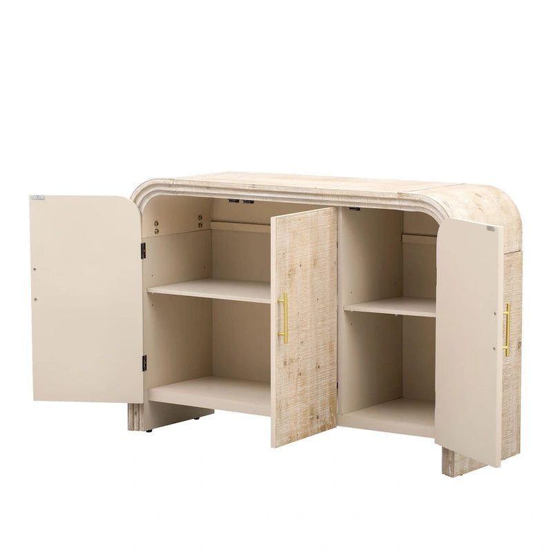 4-Door Curved Sideboard with Gold Handles and Adjustable Dividers