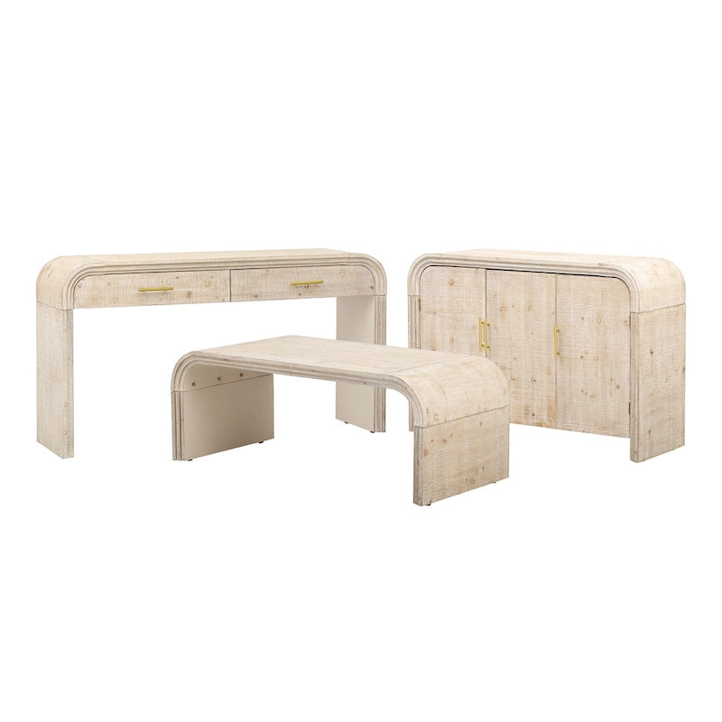 4-Door Curved Sideboard with Gold Handles and Adjustable Dividers