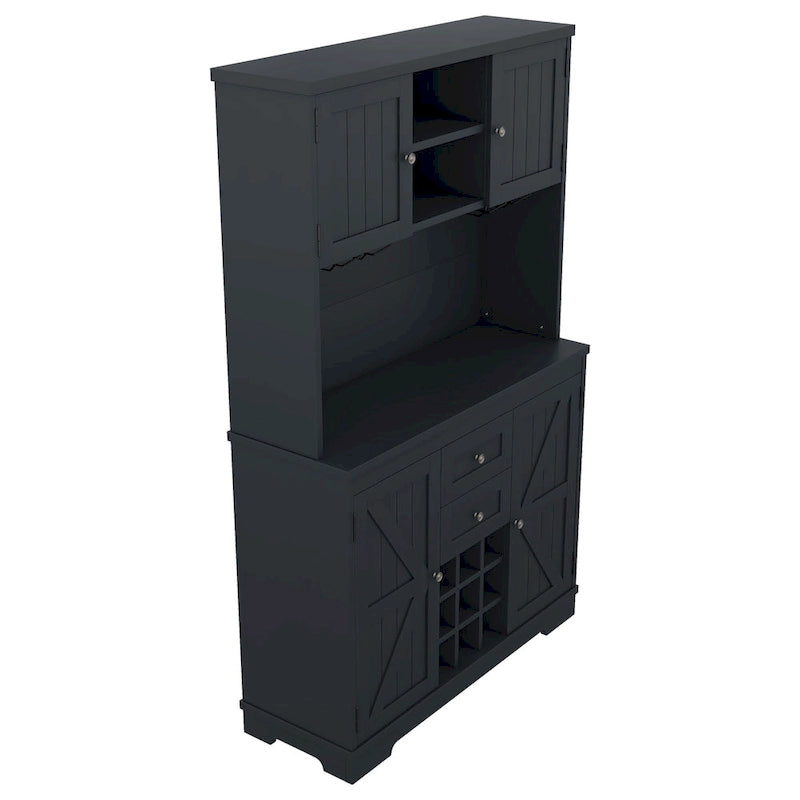 Coffee Bar Cabinet with Drawers, Freestanding Kitchen Pantry with Shelves and Cabinets, Buffet Cabinet with Glass Racks
