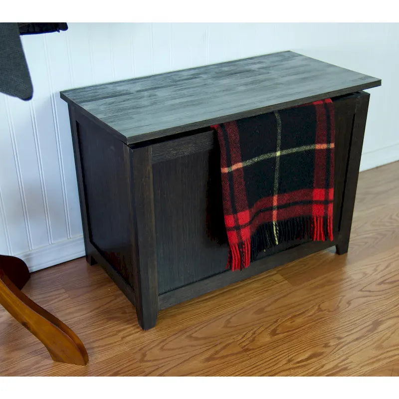 Solid Bamboo Storage Bench with Lid for Blankets and Toys