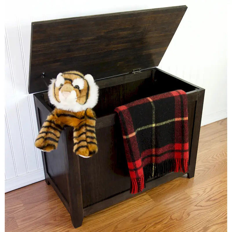 Solid Bamboo Storage Bench with Lid for Blankets and Toys