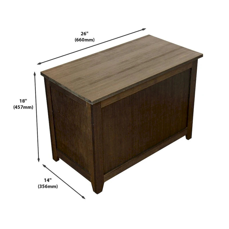 Solid Bamboo Storage Bench with Lid for Blankets and Toys