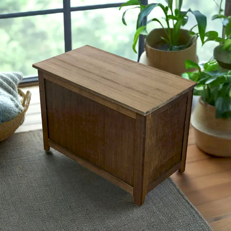 Solid Bamboo Storage Bench with Lid for Blankets and Toys