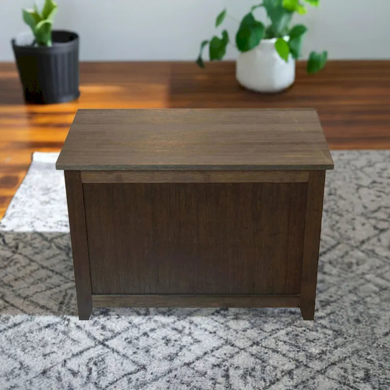 Solid Bamboo Storage Bench with Lid for Blankets and Toys