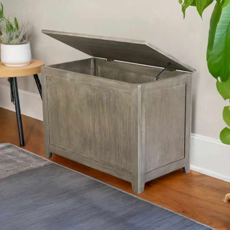Solid Bamboo Storage Bench with Lid for Blankets and Toys