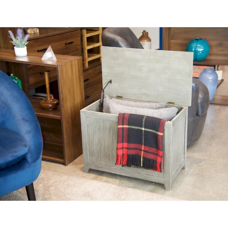 Solid Bamboo Storage Bench with Lid for Blankets and Toys