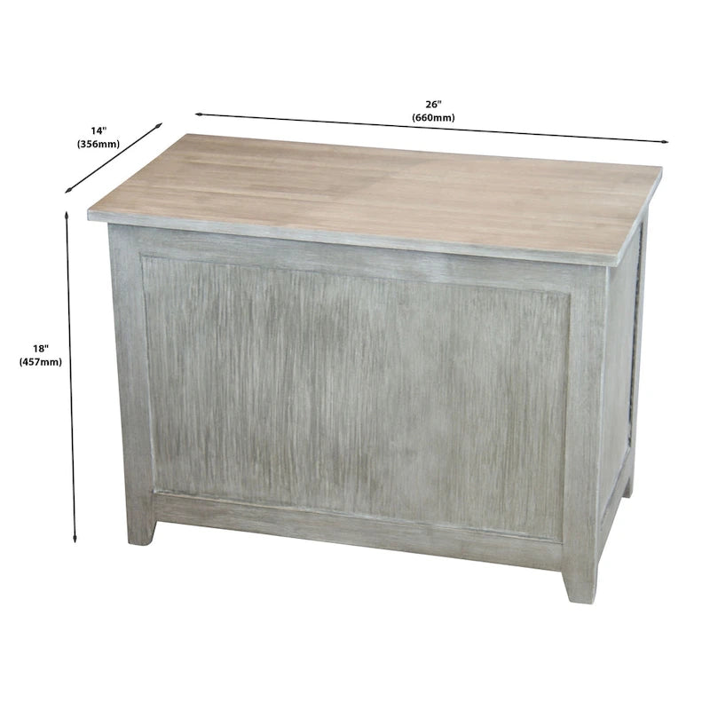 Solid Bamboo Storage Bench with Lid for Blankets and Toys