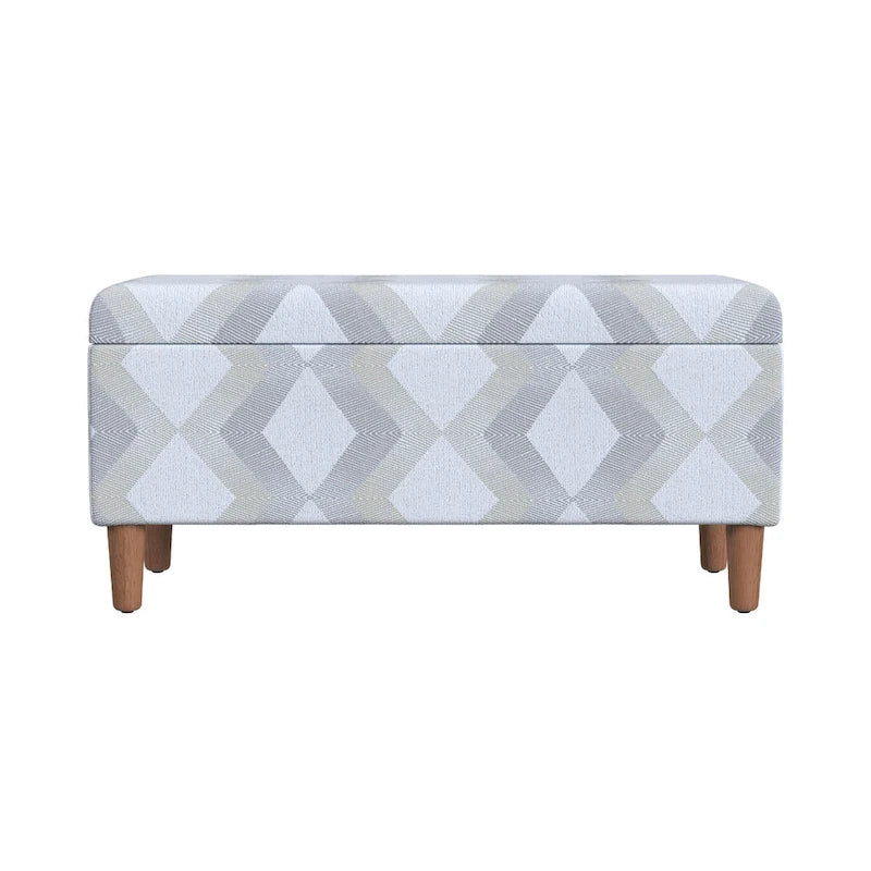 Accent Storage Bench, Cream Gray Woven Diamond Pattern, 36 Inch