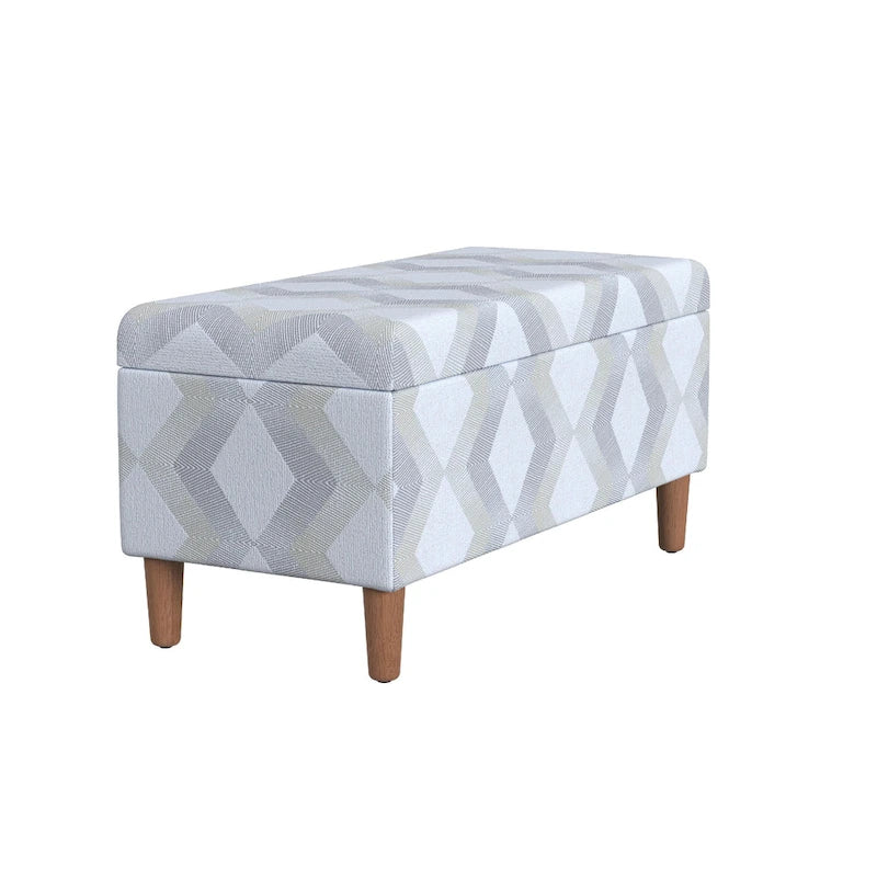 Accent Storage Bench, Cream Gray Woven Diamond Pattern, 36 Inch