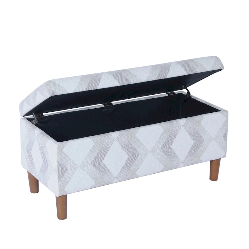 Accent Storage Bench, Cream Gray Woven Diamond Pattern, 36 Inch