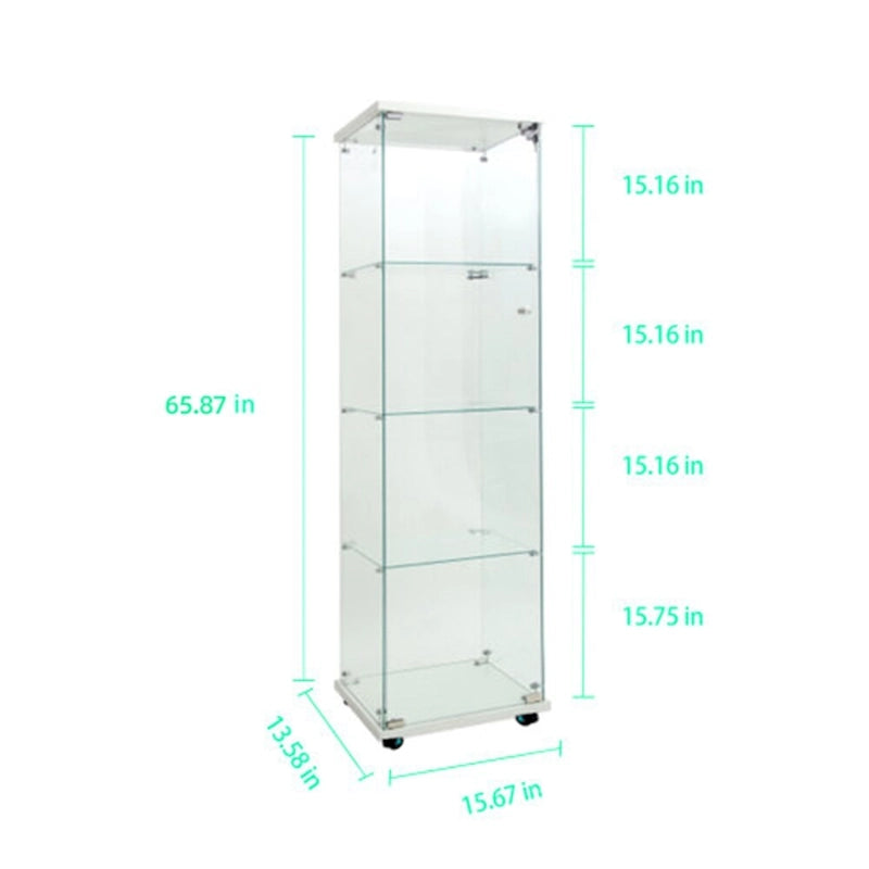 Tempered Glass Display Cabinet with LED Lighting and Storage Shelves