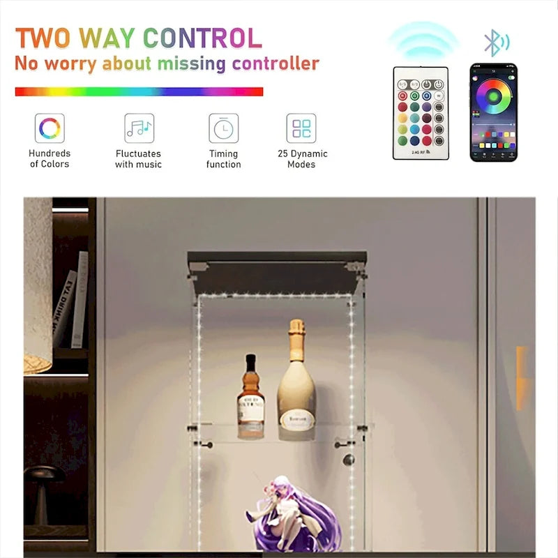 Tempered Glass Display Cabinet with LED Lighting and Storage Shelves