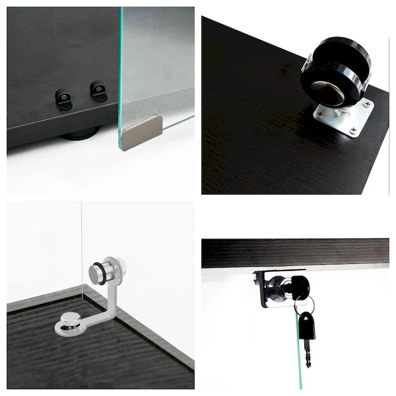 Tempered Glass Display Cabinet with LED Lighting and Storage Shelves