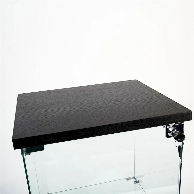 Tempered Glass Display Cabinet with LED Lighting and Storage Shelves