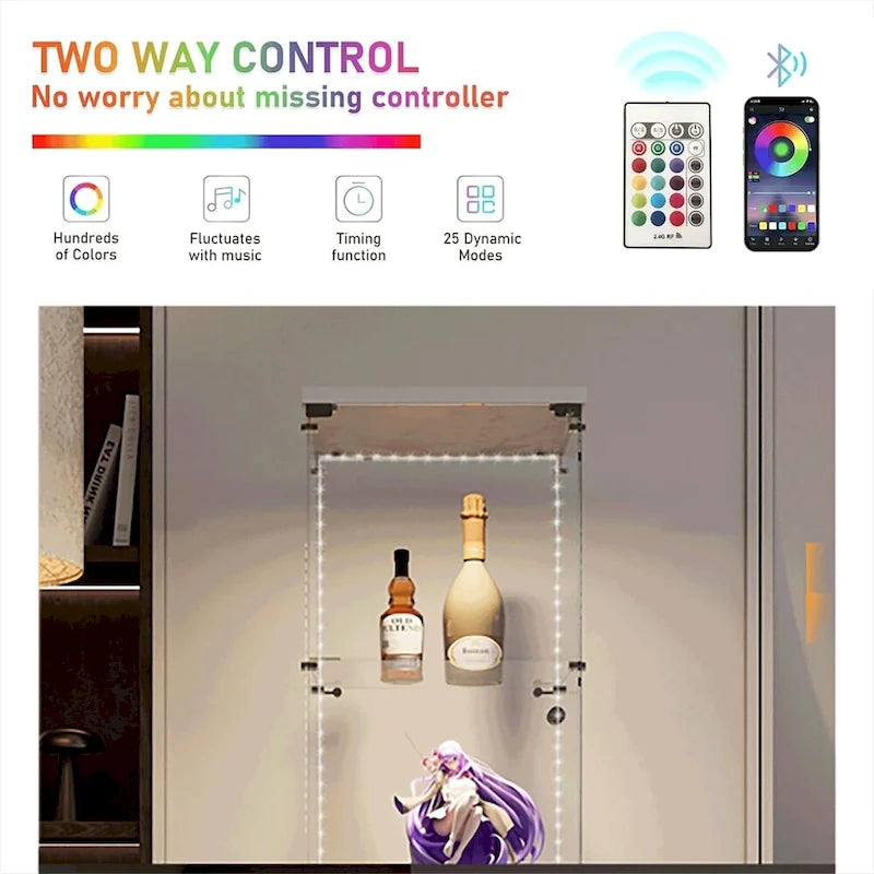 Tempered Glass Display Cabinet with LED Lighting and Storage Shelves
