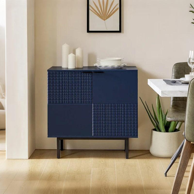 Mueble auxiliar moderno de almacenamiento, de 30 pulgadas de alto y 2 puertas, con patas metálicas ajustables
