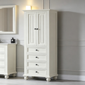 Armario alto de almacenamiento para ropa de baño de 24 pulgadas, acabado blanco francés, 24W x 68H