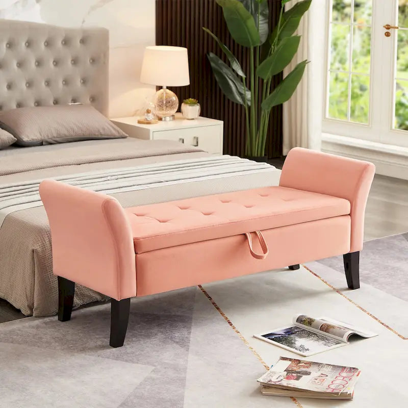 51.5 Inch Upholstered Bed Bench with Storage Compartment