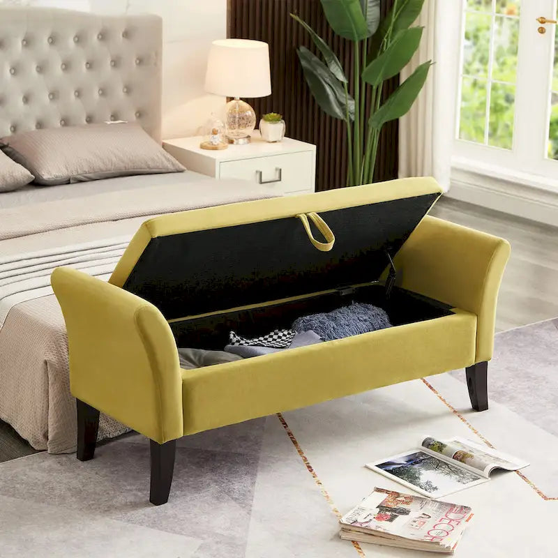 51.5 Inch Upholstered Bed Bench with Storage Compartment