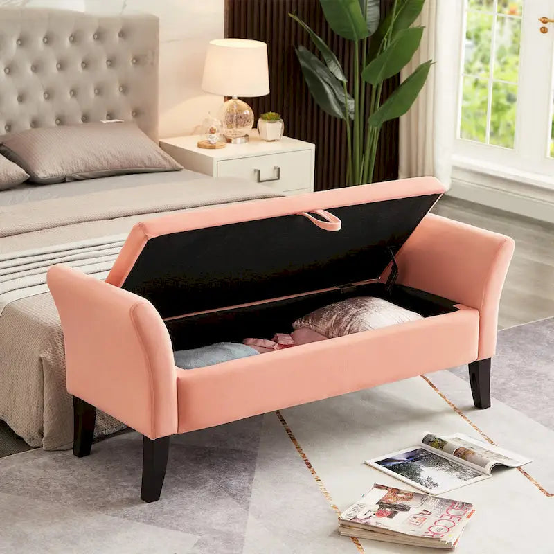 51.5 Inch Upholstered Bed Bench with Storage Compartment
