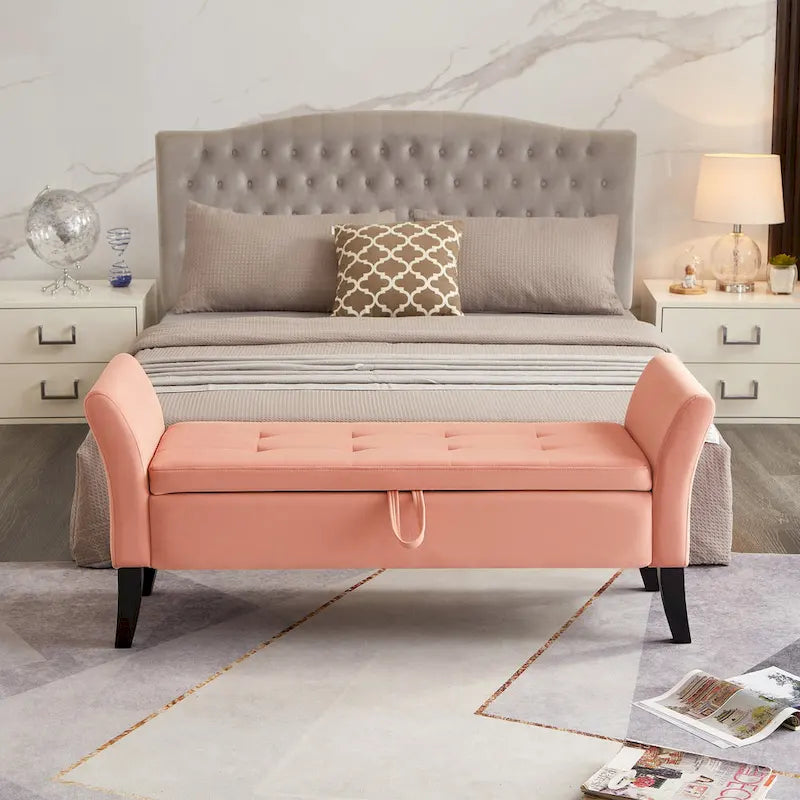 51.5 Inch Upholstered Bed Bench with Storage Compartment