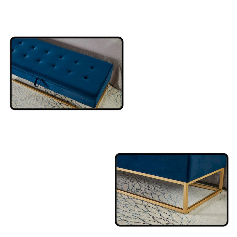 Metal Base Bed Bench with Storage