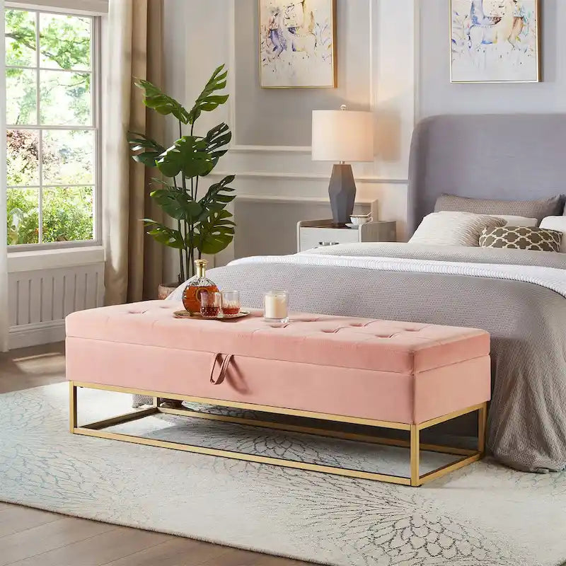 Metal Base Bed Bench with Storage