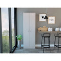 Double Door Storage Cabinet with Five Shelves and Metal Knobs