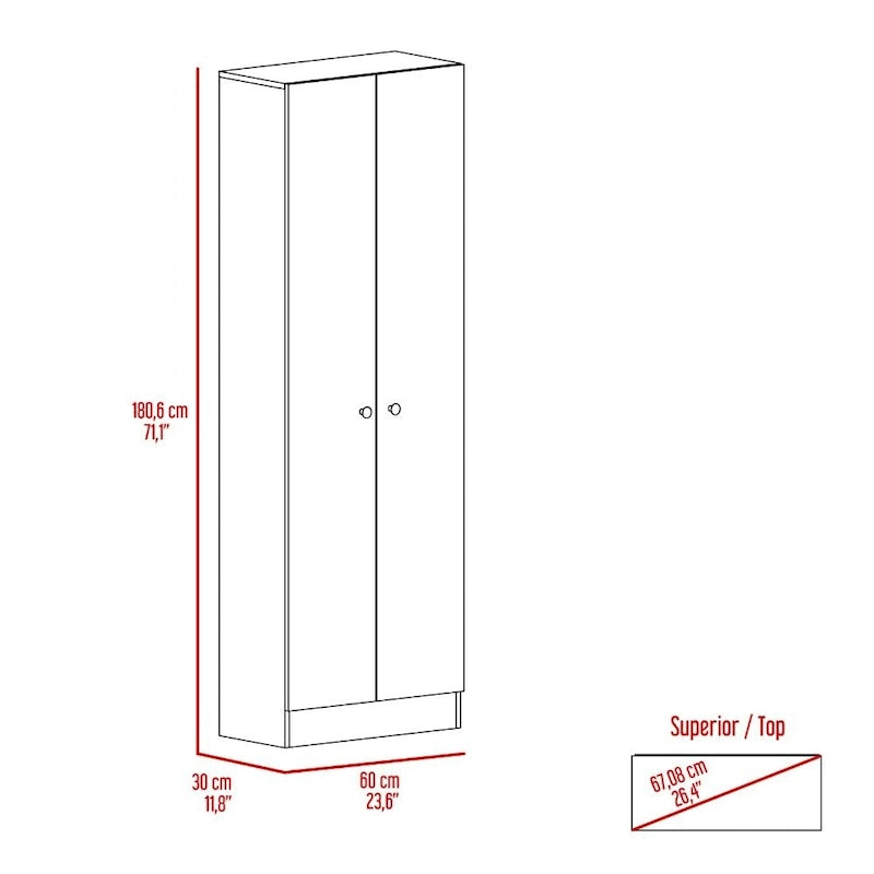 Double Door Storage Cabinet with Five Shelves and Metal Knobs