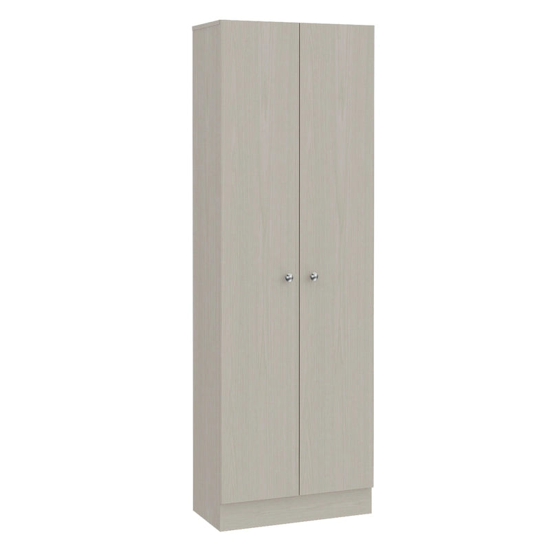 Double Door Storage Cabinet with Five Shelves and Metal Knobs