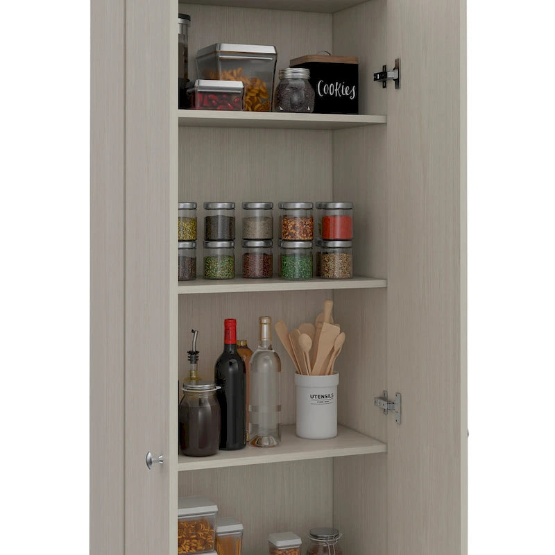 Double Door Storage Cabinet with Five Shelves and Metal Knobs