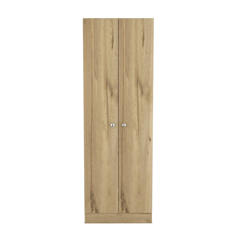 Double Door Storage Cabinet with Five Shelves and Metal Knobs