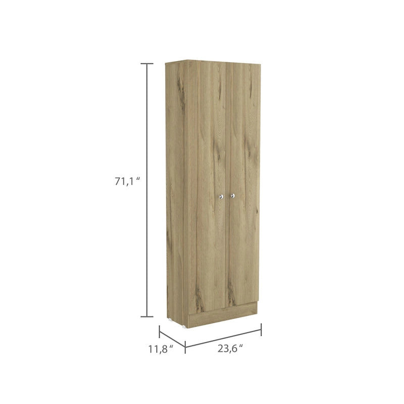Double Door Storage Cabinet with Five Shelves and Metal Knobs