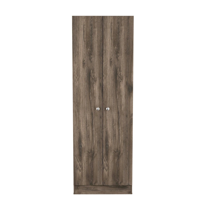 Double Door Storage Cabinet with Five Shelves and Metal Knobs
