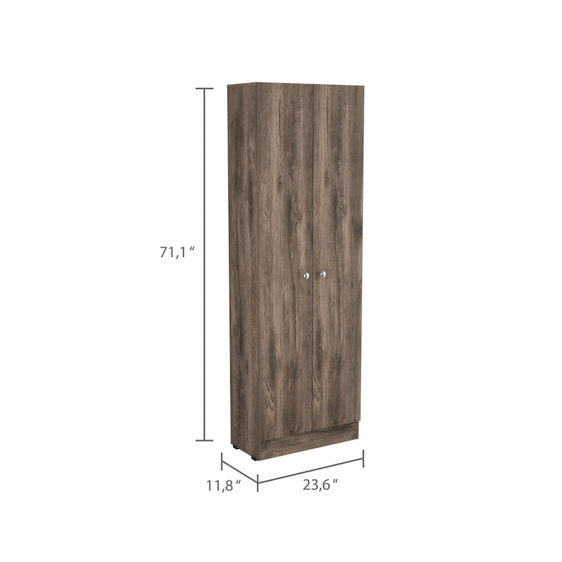 Double Door Storage Cabinet with Five Shelves and Metal Knobs