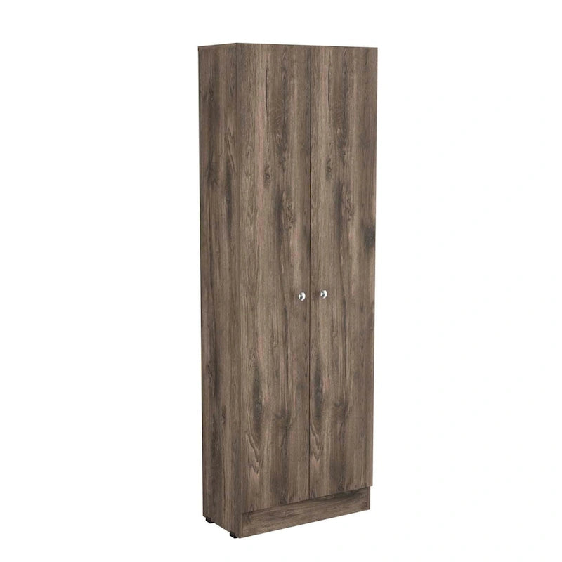 Double Door Storage Cabinet with Five Shelves and Metal Knobs