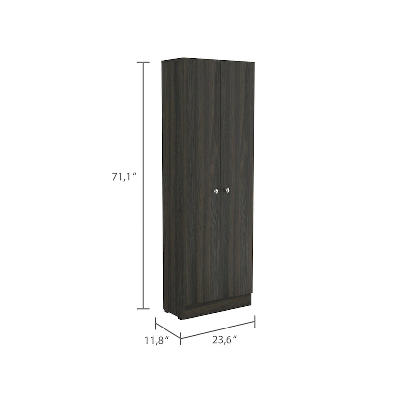 Double Door Storage Cabinet with Five Shelves and Metal Knobs