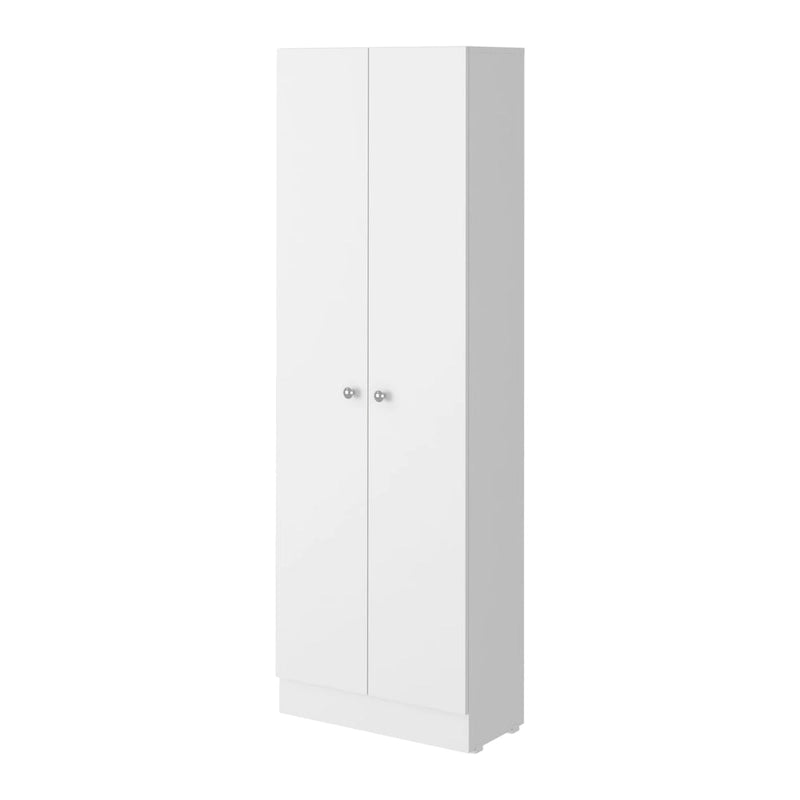 Double Door Storage Cabinet with Five Shelves and Metal Knobs