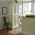 Off-White Kitchen Pantry Cabinet with 4 Doors Wire-Brushed Aged Finish